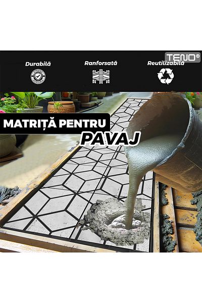 Teno Matrita cu Contur pentru Turnat Pavaj Teno®, pentru beton, imita piatra, model 12, 44 x 39 x 4 cm