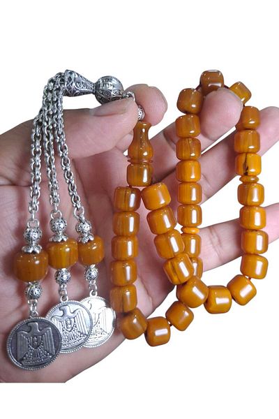 Cekke Tesbih Vertical Vein Tightening Amber 10*11 mm Prayer Beads Suitable for Daily Use