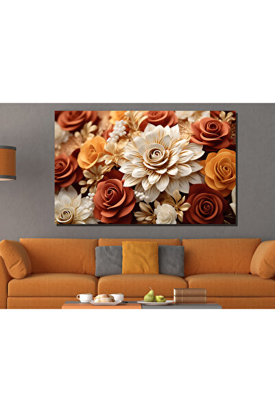 ESLEM KIRMIZI TURUNCU ÇİÇEK KANVAS TABLO