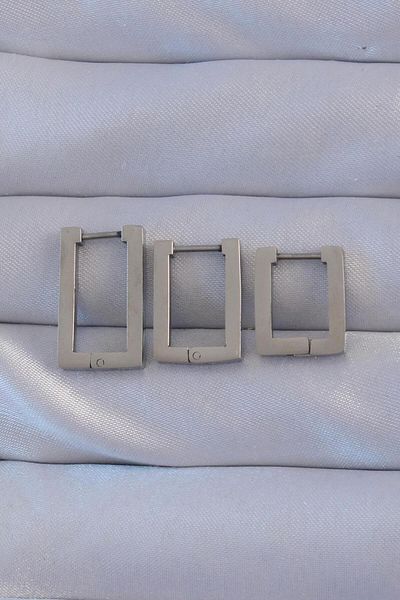 AfraBeauty 316L Steel Silver Rectangular Earring Set