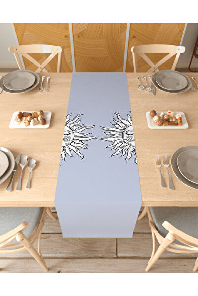 GREENDECOR Sun Moon Patterned Special Design Runner Digital Printed Decorativ...