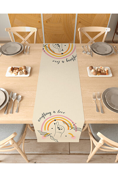 GREENDECOR مفرش طاولة مزخرف بطباعة رقمية بتصميم خاص على شكل قلب من Love Love،...