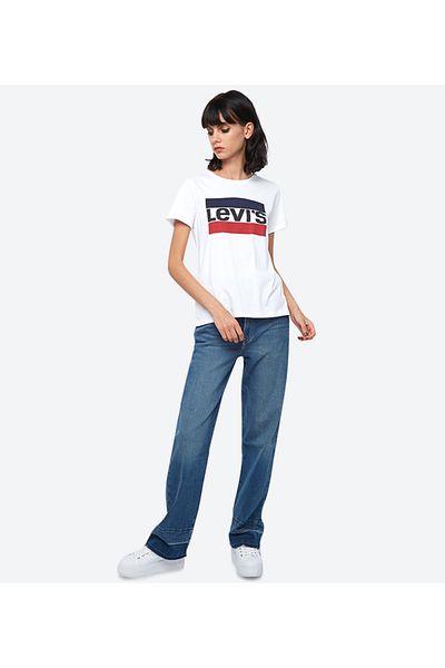 Levi's WHITE WT SCOOP NECK PRFCT TEE SPORTS LOGO TEE for Women