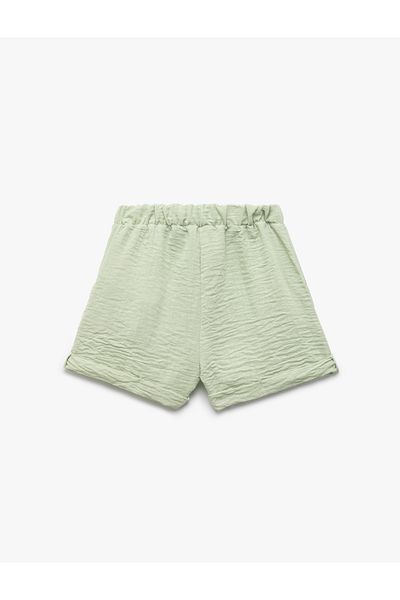 Koton New Season Folded Leg Linen Look Loose Fit Bow Shorts
