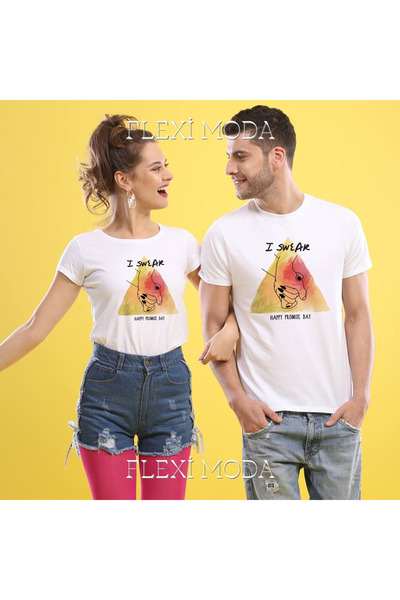 YRN COLLECTION أقسم! تي شيرت كبير الحجم مكون من قطعتين للزوجين ذو طابع الحب