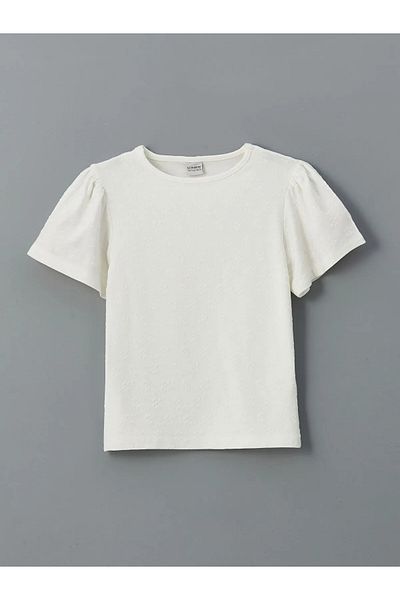 LC Waikiki Crew Neck Textured Girl's T-Shirt
