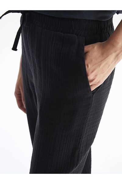 LC Waikiki Straight Muslin Women's Trousers with Elastic Waist