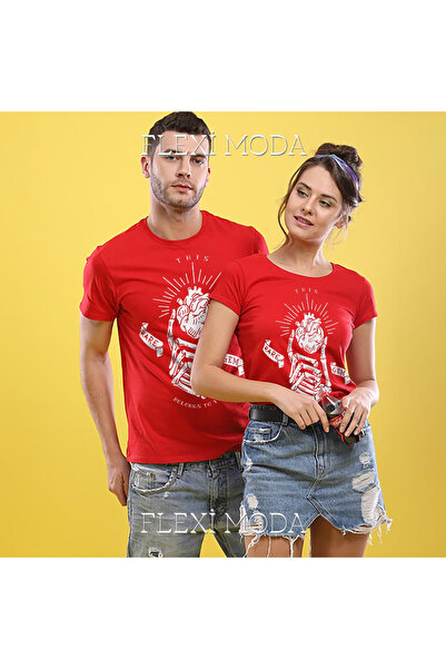 YRN COLLECTION Retka dragulj (crvena), kombinacija majica za parove na temu l...