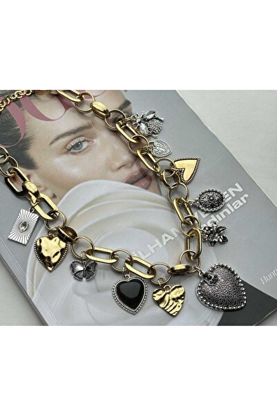 Azra Accessories Heart Charmed Necklace Colorful