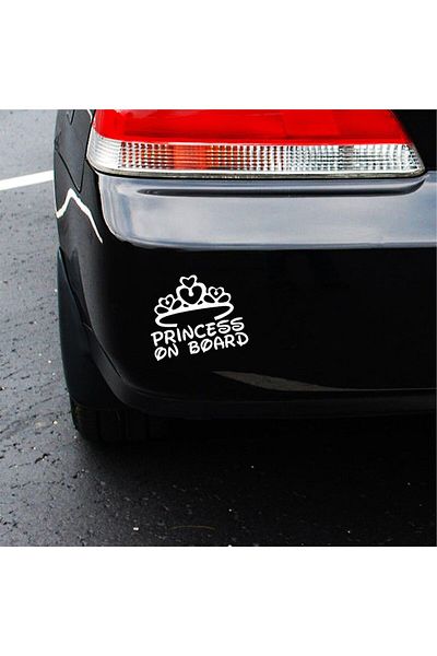 hediyenebak Princess On Board Auto, Motocicletă, Cască, Laptop, Autocolant pentru Parbriz 17x14 Cm