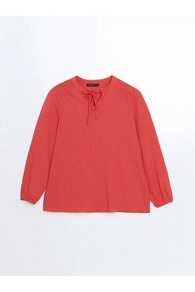 LC Waikiki Tie-Up Collar Textured Women's Blouse