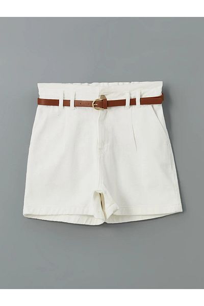 LC Waikiki Women's Jeans Shorts with Waist Belt