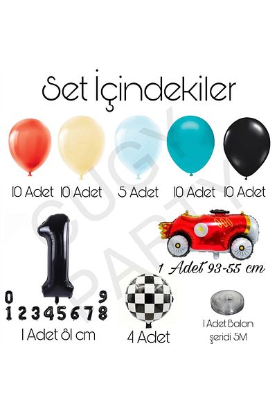 CUGY Racing Car Concept Birthday Decoration Age Number Balloon Party Set