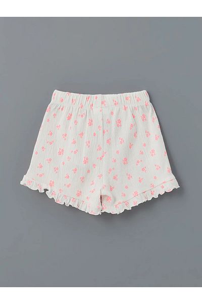 LC Waikiki Floral Girl's Shorts with Elastic Waist
