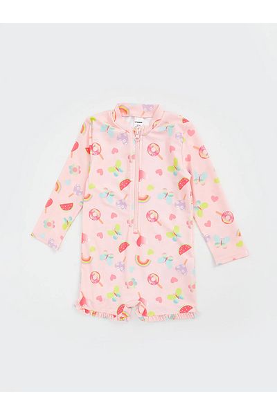 LC Waikiki Girl's Swimsuit with Printed Shorts