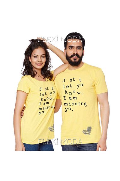 Hunors Sportswear & Company Just Let You Know I Am Missing You Scris pentru cuplu îndrăgostiți Combinați tricou oversize din 2 piese