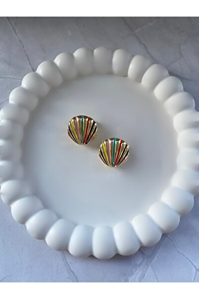 Bijoura Studio Midye Kabuğu Figürlü Renkli Çelik küpe