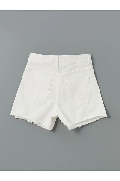 LC Waikiki Girl's Jean Shorts with Adjustable Elastic Waist