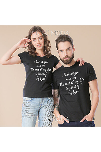 PERISENSE أراك وأرى مجموعة تي شيرت كبيرة الحجم مكونة من قطعتين من Yazılı Sevg...