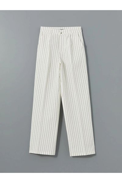LC Waikiki Loose Fit Striped Linen Blended Women's Trousers