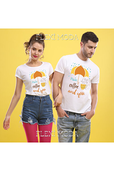 PERISENSE Tricou supradimensionat din 2 piese cu tematică Rain Coffee