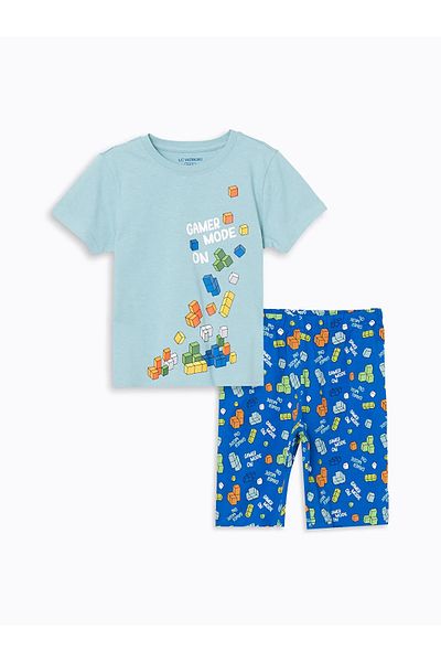 LC Waikiki Crew Neck Men's Shorts Pajama Set