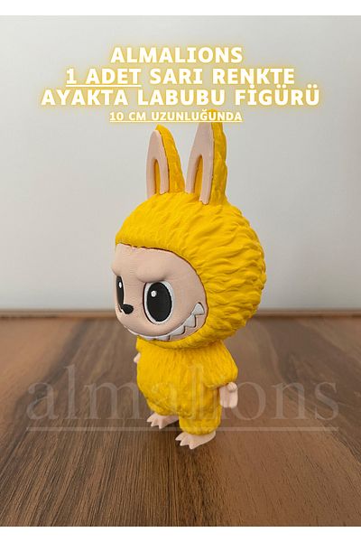 almalions Standing Labubu Figure in Yellow Color - 10 cm - Plastic Figure - 1 Piece