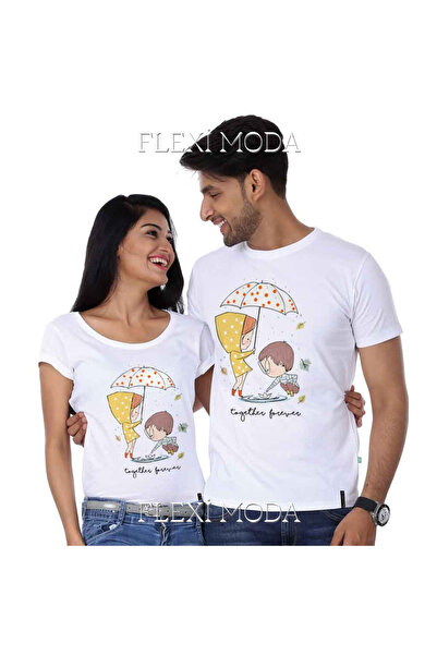 PERISENSE Together Forever Art Written Dear Couple Combination Oversize 2-Piece T-Shirt