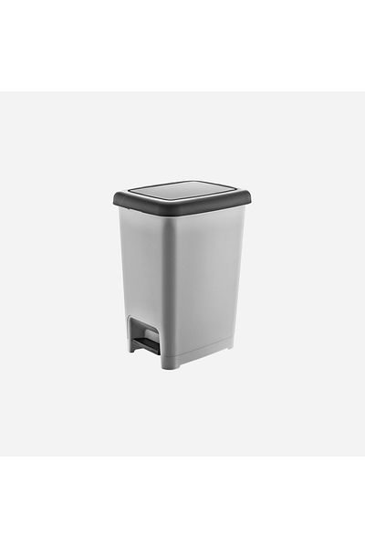 Leony 10 Lt Slim Pedal Plastic Trash Can Bucket Metallic Gray Black Lid Without Inner Bucket