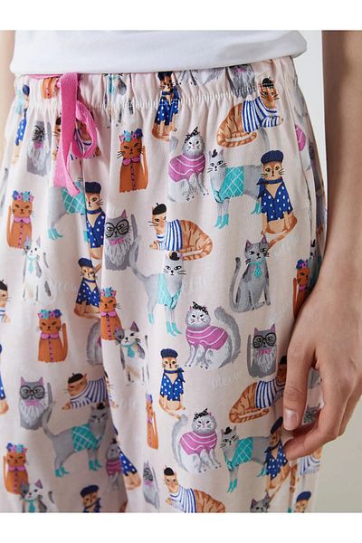 LC Waikiki Pantaloni de pijama de damă cu model cu talie elastică
