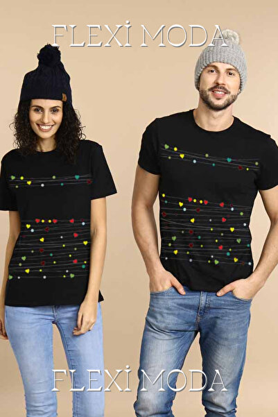 YRN COLLECTION Love Lines Written Lover Couple Combinație Tricou supradimensi...