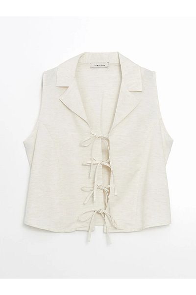 LC Waikiki Linen Blended Women's Vest with Binding Detail