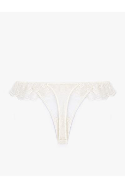 Koton New Season Transparent Lace Ruffled String Panties