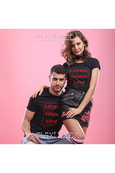 PERISENSE Just Want To Love، (أسود) تي شيرت كبير الحجم مكون من قطعتين للأزواج...