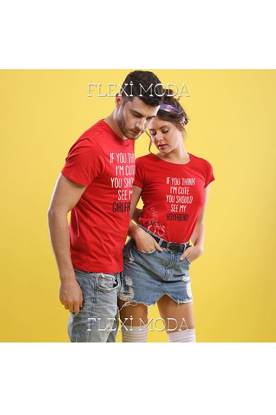 Hunors Sportswear & Company Dacă crezi că sunt drăguț scris cuplu îndrăgostiți combinați tricou oversize din 2 piese
