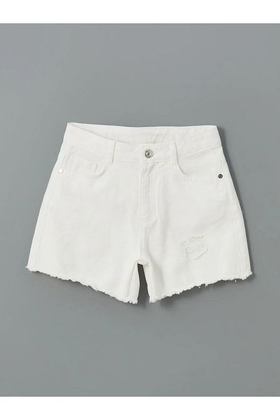 LC Waikiki Girl's Jean Shorts with Adjustable Elastic Waist