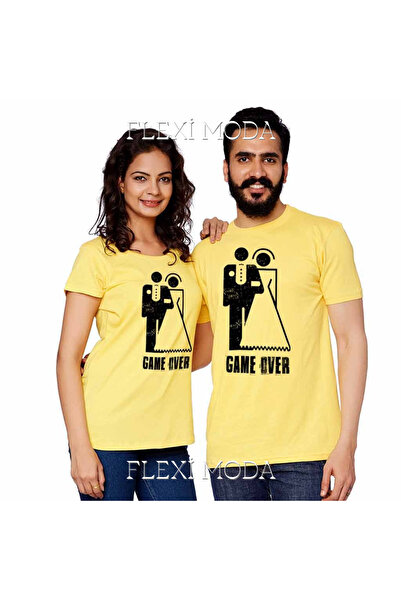 PERISENSE Game over Themed Lover Couple Combination Oversize 2-Piece T-Shirt