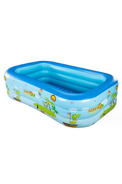 Picodino Inflatable Pool for Children with 3 Rings and Double Soft Seat – Blue, 180 x 140 x 50 cm