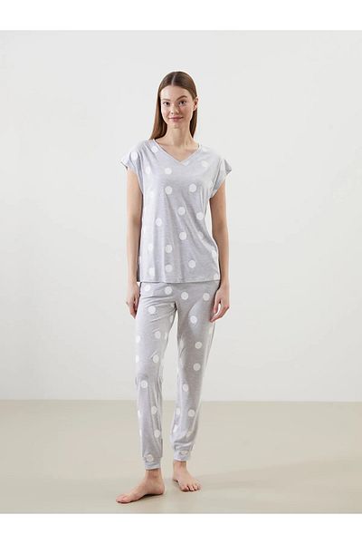 LC Waikiki Top pijama de damă cu decolteu în V cu buline