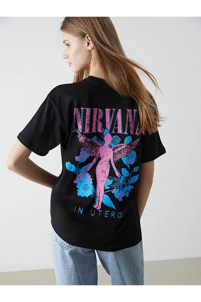 LC Waikiki Γυναικείο μπλουζάκι με στάμπα Nirvana Crew Neck