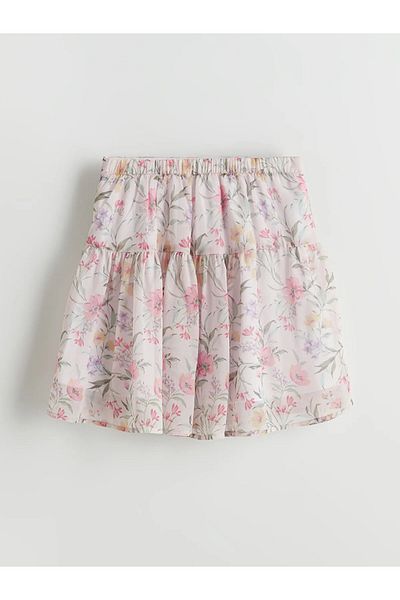 LC Waikiki Floral Girl's Skirt with Elastic Waist