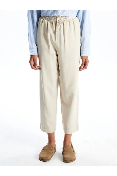 LC Waikiki Women's Linen Blended Pants with Elastic Waist