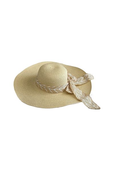 MUK's Beauty Tools Women's Straw Hat Beach Hat with Tulle Bow Detail