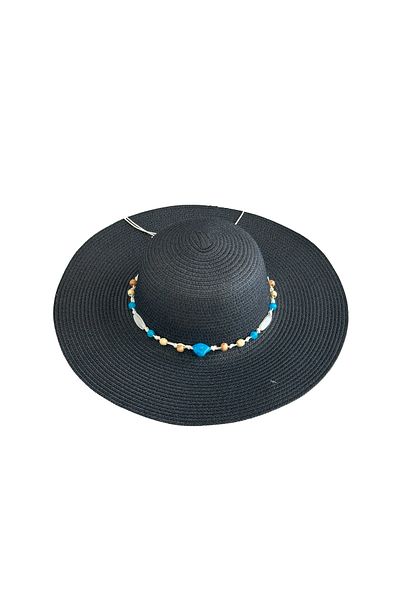 MUK's Beauty Tools Natural Stone Detailed Women's Straw Hat Beach Hat