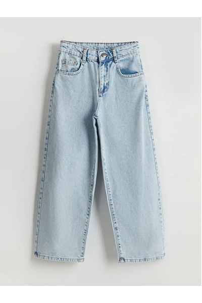 LC Waikiki Lcw Kids Blue Girls' Jeans Pants with Adjustable Elastic Waist