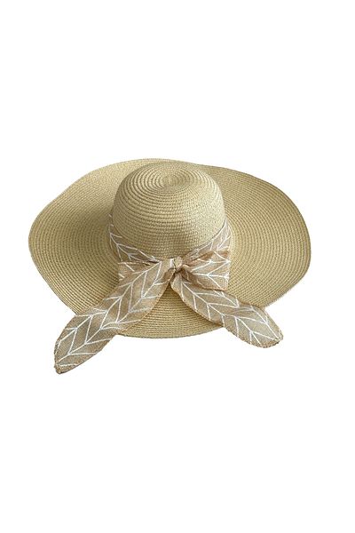 MUK's Beauty Tools Women's Straw Hat Beach Hat with Tulle Bow Detail
