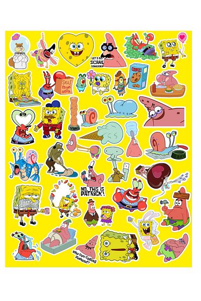 MS Major Selection Spongebob Square Shorts Series 4 Sticker Phone Laptop Notebook Tablet Notebook Flask Sticker Label