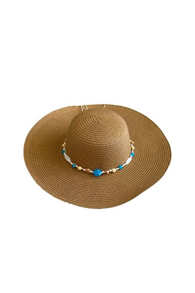 MUK's Beauty Tools Natural Stone Detailed Women's Straw Hat Beach Hat