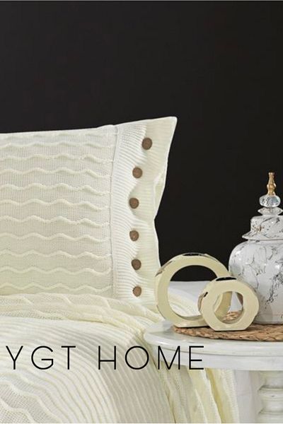 YGT Home Winter Knitwear Braided 50X70 Pillow Case Bone