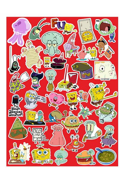MS Major Selection Spongebob Square Shorts Series 1 Sticker Phone Laptop Notebook Tablet Notebook Water Bottle Sticker Label